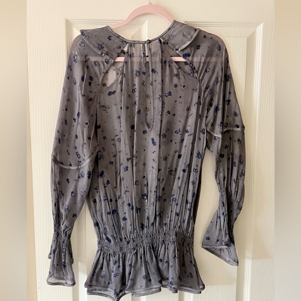 IRO Sheer Floral Ruffle Blouse - Purple - Picture 12 of 12